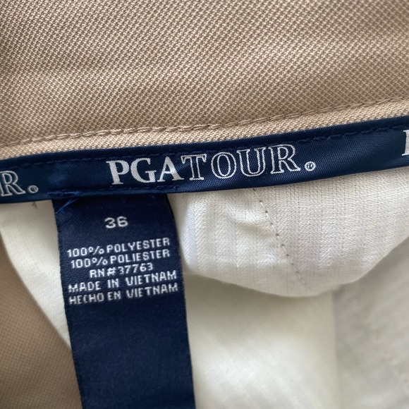 PGA Tour Men's Khaki Flat Front Shorts - Picture 3 of 4